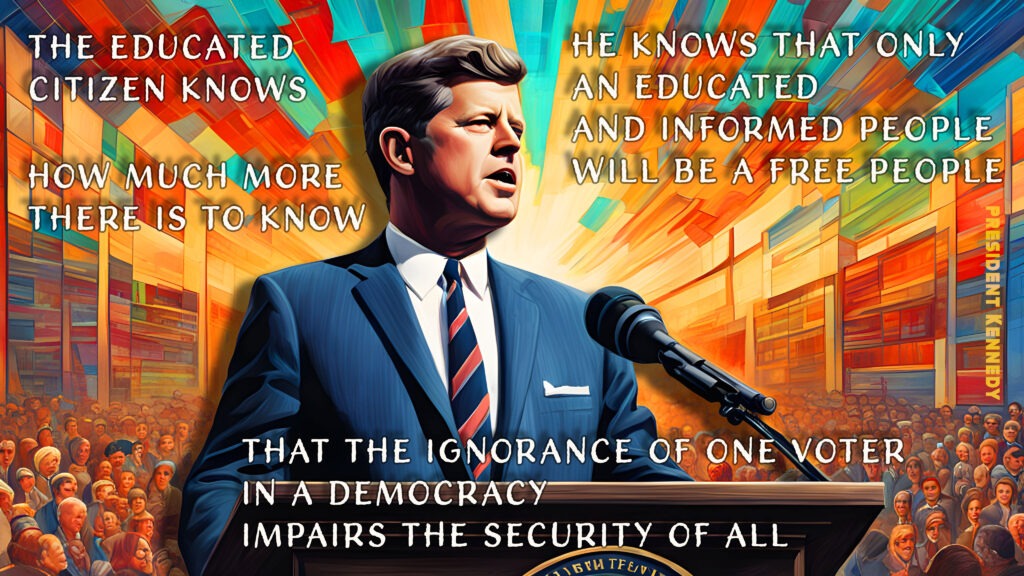 jfk speaking colorful background educated citizen